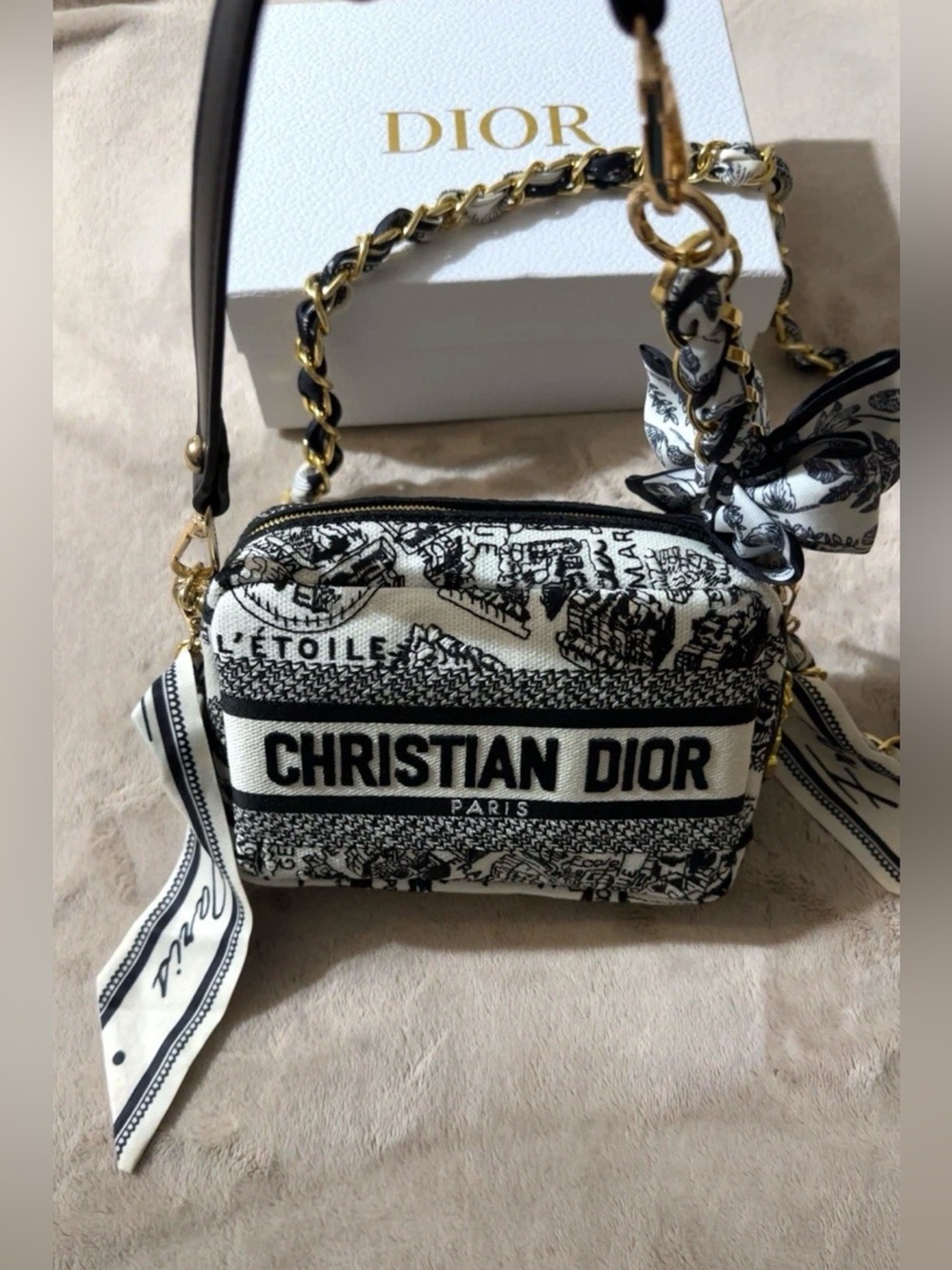 Dior Beauty Plan De Paris Embroidered Cosmetic Pouch/crossbody with 2 Chains🤩 - Picture 2 of 10
